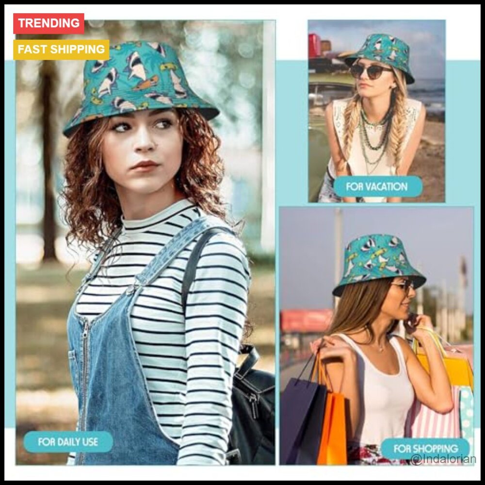 Packable Reversible Bucket Hat Sun Protection Lig… - image 7